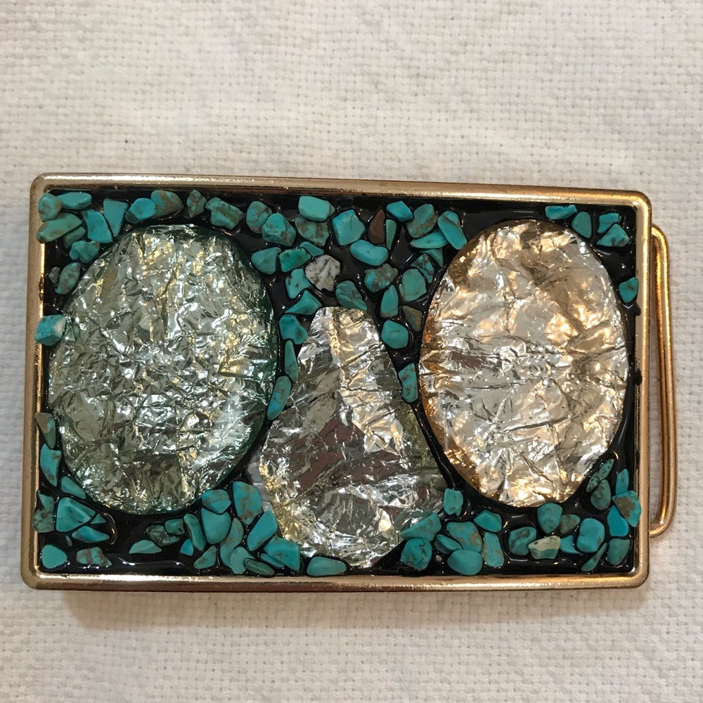 RARE belt buckle turquoise gravel